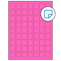 1" x 1" Fluorescent Pink Square Sheet Labels - Removable Adhesive