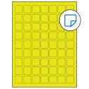 1" x 1" Fluorescent Yellow Square Sheet Labels - Removable Adhesive