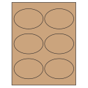 3.875" x 2.6875" Brown Kraft Oval Sheet Labels