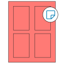 2.875" x 4.312" Fluorescent Red Rectangular Sheet Labels - Removable Adhesive