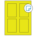 2.875" x 4.312" Fluorescent Yellow Rectangular Sheet Labels - Removable Adhesive
