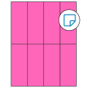 2.125" x 5.5" Fluorescent Pink Rectangular Sheet Labels - Removable Adhesive