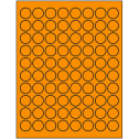 0.875" Fluorescent Orange Circular Sheet Labels