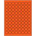 0.875" Fluorescent Red Circular Sheet Labels