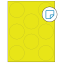 2.75" Fluorescent Yellow Circular Sheet Labels - Removable Adhesive