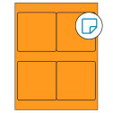 4" x 4" Fluorescent Orange Square Sheet Labels - Removable Adhesive