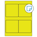 4" x 4" Fluorescent Yellow Square Sheet Labels - Removable Adhesive