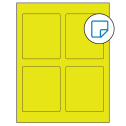 3.5" x 4.15625" Fluorescent Yellow Rectangular Sheet Labels - Removable Adhesive