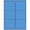 4" x 3.33" Fluorescent Blue Rectangular Sheet Labels (6-UP)