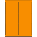 4" x 3.33" Fluorescent Orange Rectangular Sheet Labels (6-UP)