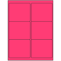 4" x 3.33" Fluorescent Pink Rectangular Sheet Labels (6-UP)