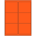 4" x 3.33" Fluorescent Red Rectangular Sheet Labels (6-UP)