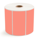 4" x 2" Fluorescent Red - Direct Thermal Labels - 1" Core / 5" Outer Diameter - Removable Adhesive
