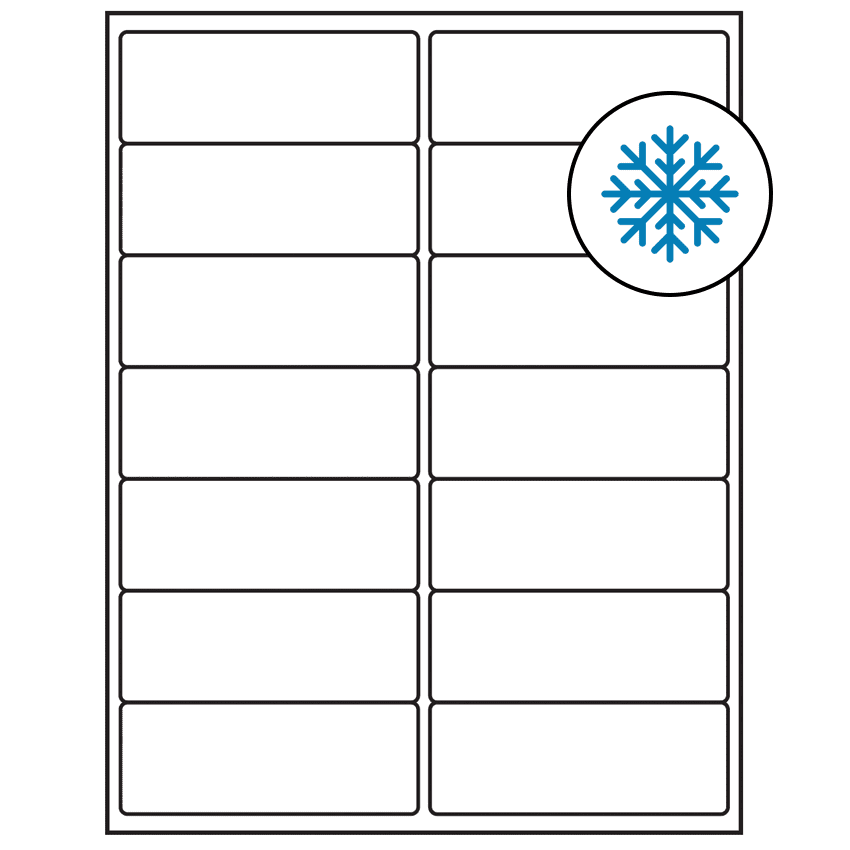4" x 1.5" White Rectangular Sheet Labels - Freezer Grade Adhesive