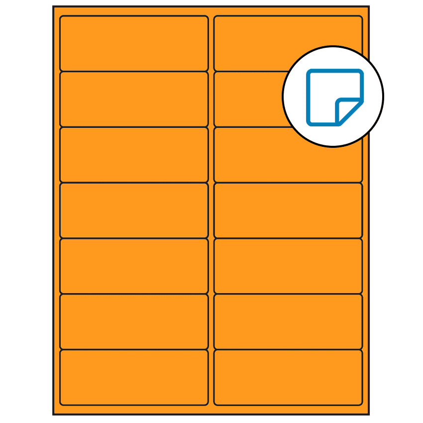 4" x 1.5" Fluorescent Orange Rectangular Sheet Labels - Removable Adhesive