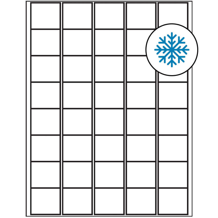 1.5" x 1.35" White Rectangular Sheet Labels - Freezer Grade Adhesive