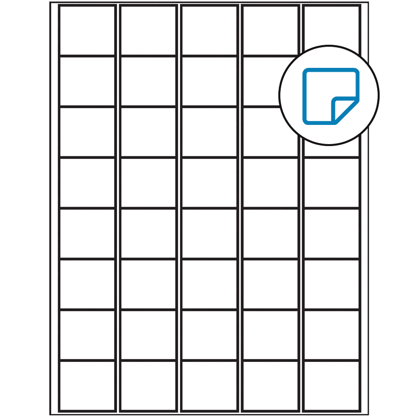 1.5" x 1.35" White Rectangular Sheet Labels - Removable Adhesive