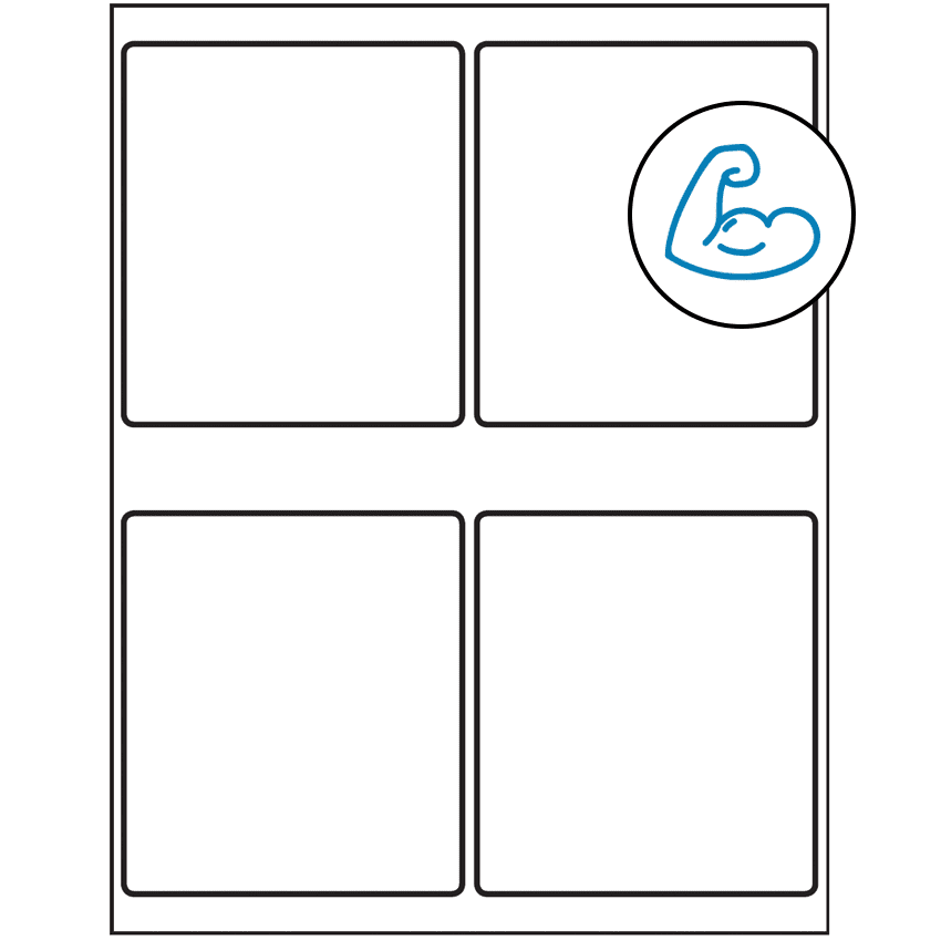 4" x 4.5" White Rectangular Sheet Labels - Ultra Aggressive Adhesive