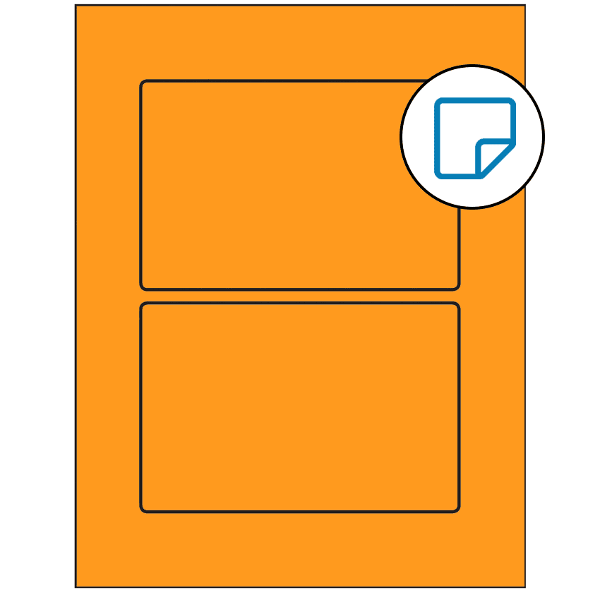 6" x 4" Fluorescent Orange Rectangular Sheet Labels - Removable Adhesive