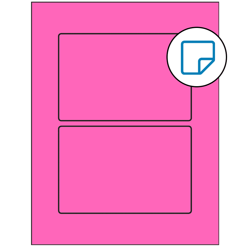 6" x 4" Fluorescent Pink Rectangular Sheet Labels - Removable Adhesive