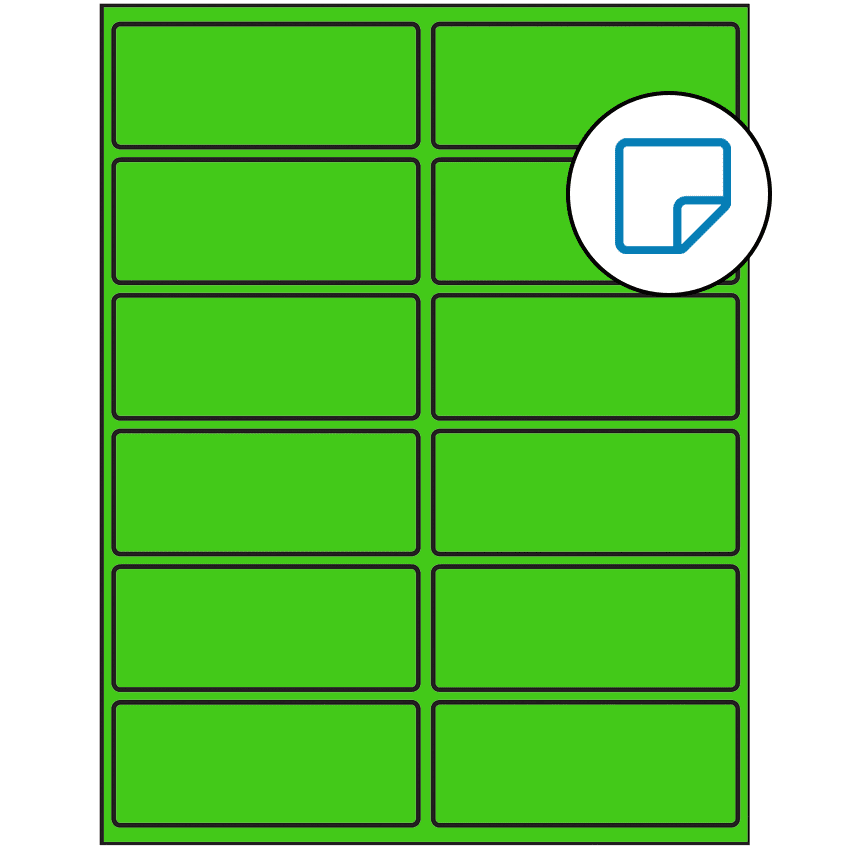 4" x 1.625" Fluorescent Green Rectangular Sheet Labels - Removable Adhesive