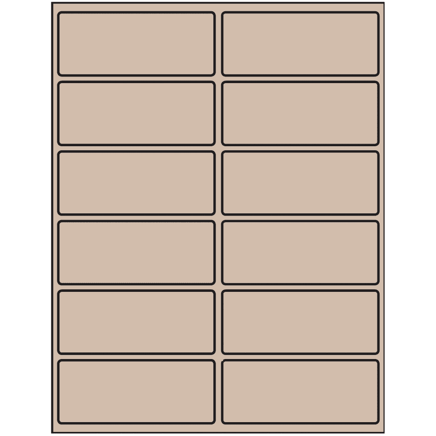 4" x 1.625" Pastel Tan Rectangular Sheet Labels