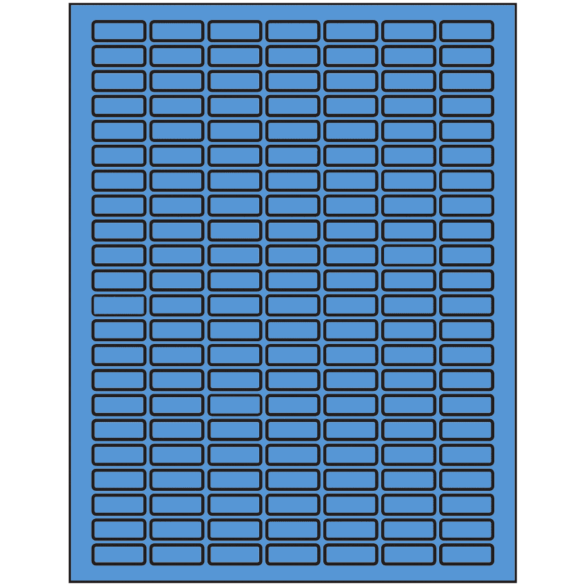 1" x 0.375" Fluorescent Blue Rectangular Sheet Labels