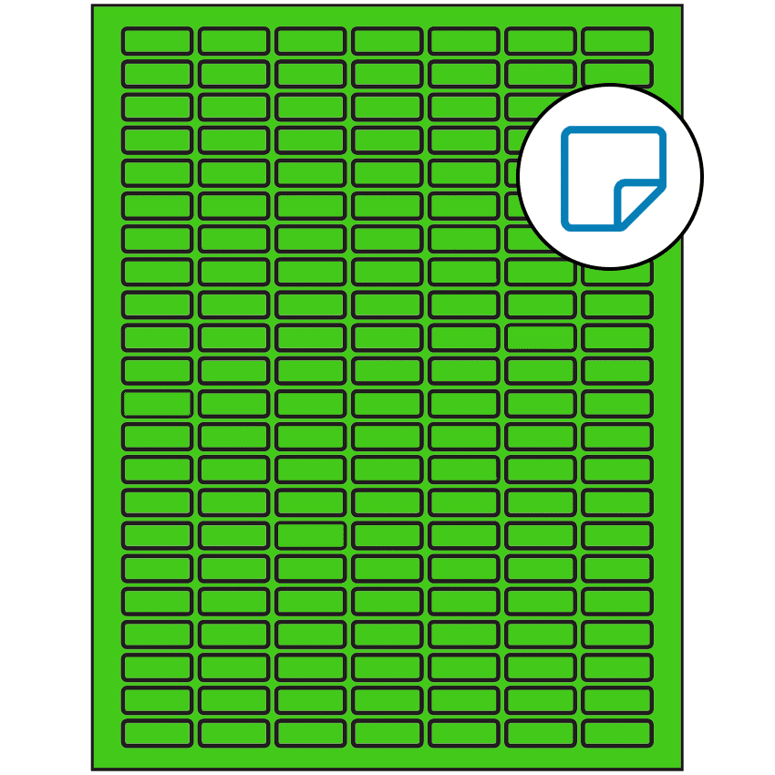 1" x 0.375" Fluorescent Green Rectangular Sheet Labels - Removable Adhesive