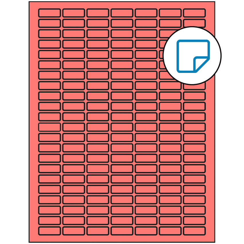 1" x 0.375" Fluorescent Red Rectangular Sheet Labels - Removable Adhesive