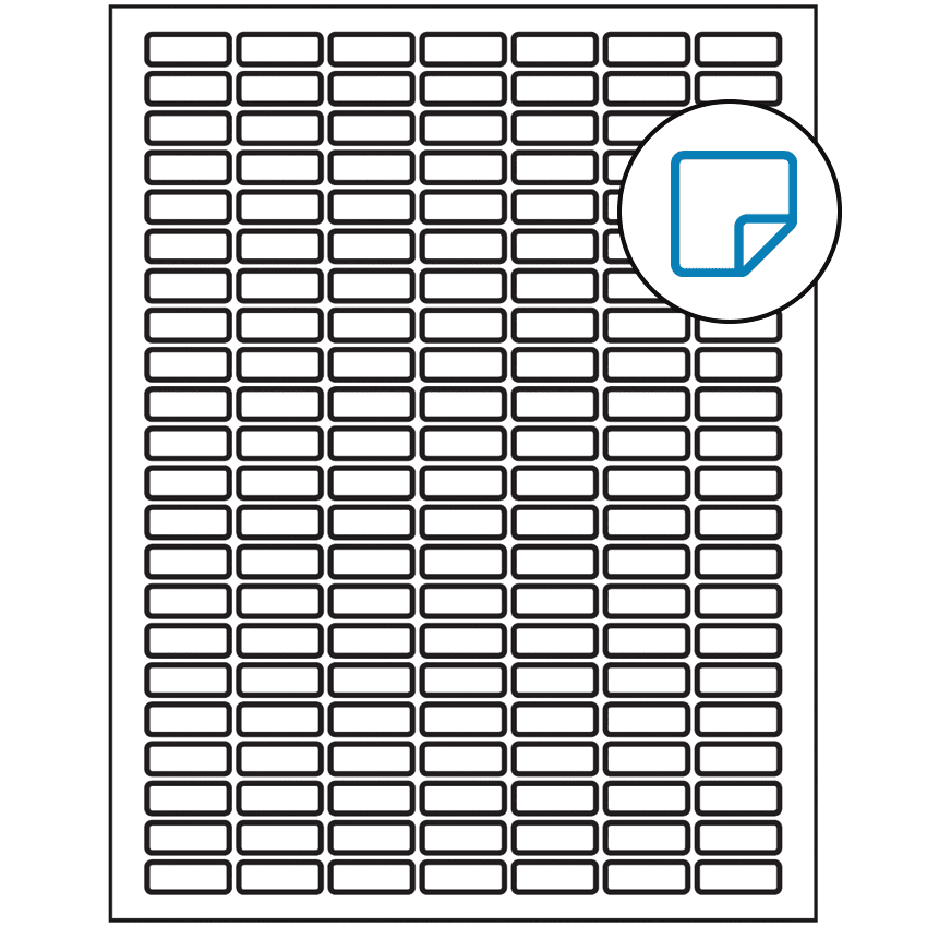 1" x 0.375" White Rectangular Sheet Labels - Removable Adhesive