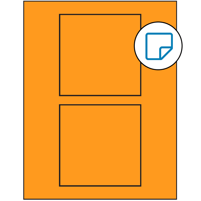 4.5" x 4.5" Fluorescent Orange Square Sheet Labels - Removable Adhesive