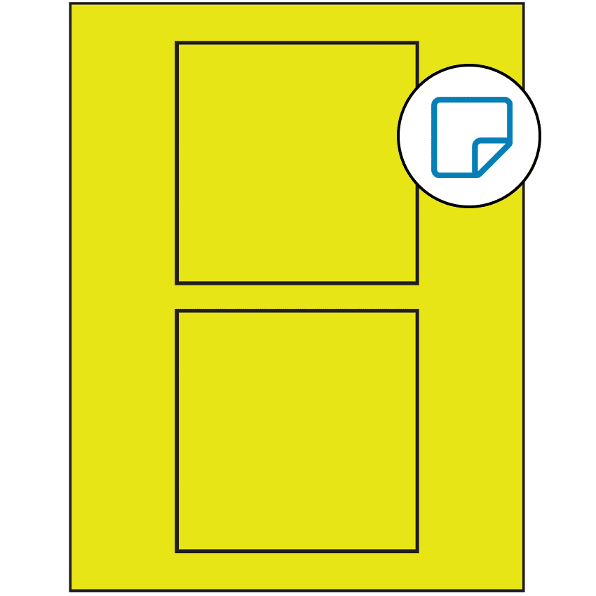 4.5" x 4.5" Fluorescent Yellow Square Sheet Labels - Removable Adhesive