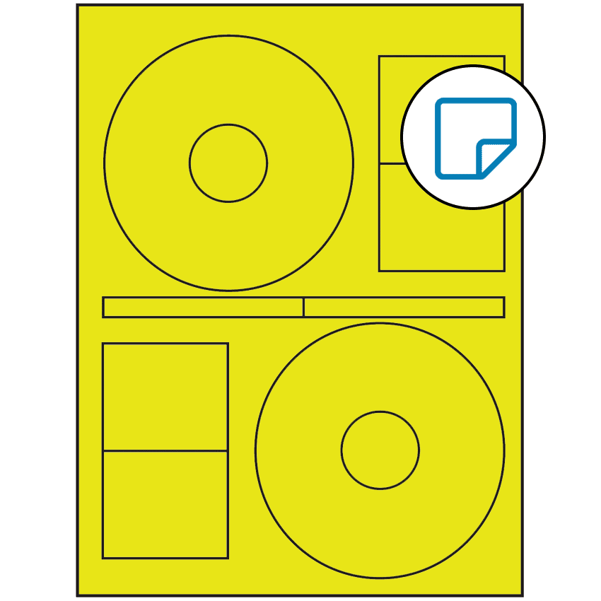 4.64" x 4.64" Fluorescent Yellow Sheet Labels - Removable Adhesive