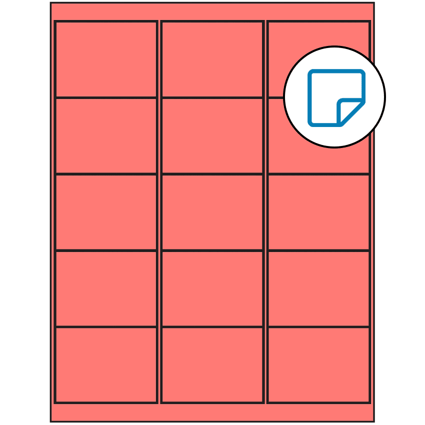 2.6875" x 2" Fluorescent Red Rectangular Sheet Labels - Removable Adhesive
