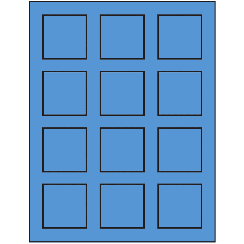 2" x 2" Fluorescent Blue Square Sheet Labels