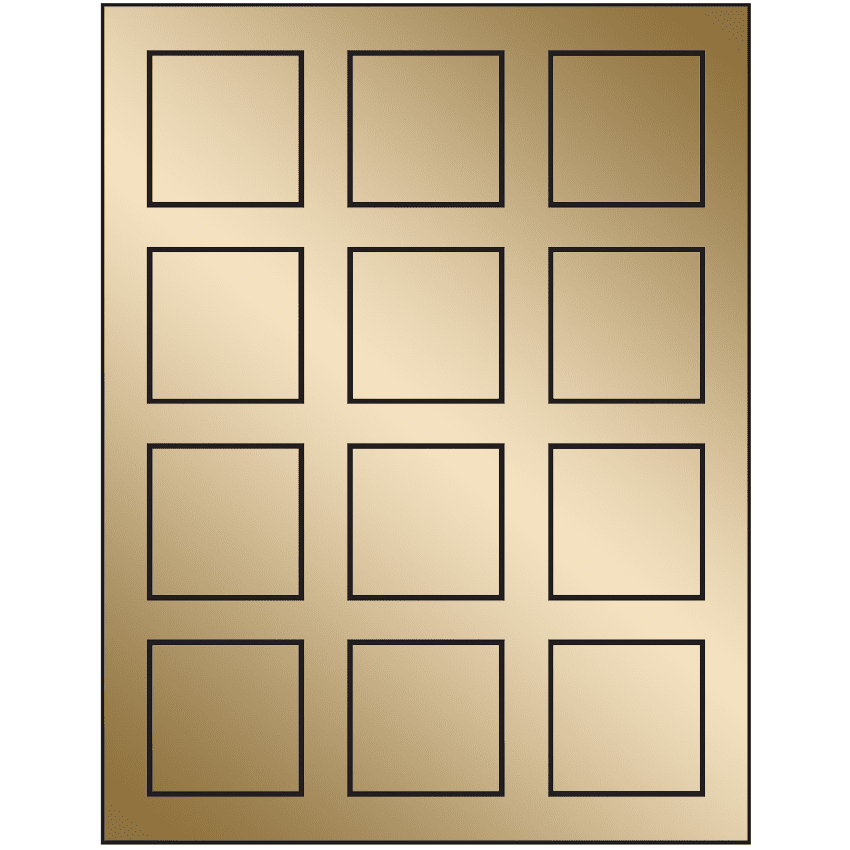 2" x 2" Gold Foil Square Sheet Labels