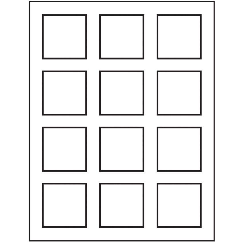2" x 2" White Matte Litho Square Sheet Labels