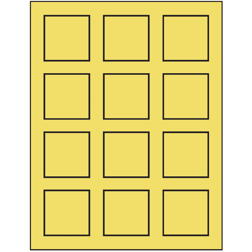 2" x 2" Pastel Yellow Square Sheet Labels