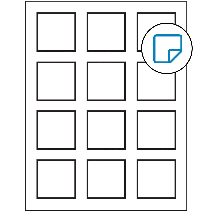 2" x 2" White Square Sheet Labels - Removable Adhesive