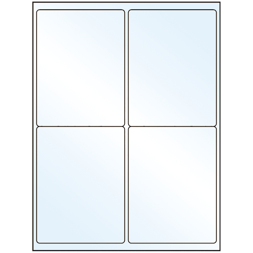 4" x 5" White Mid Gloss Rectangular Sheet Labels (4-UP)