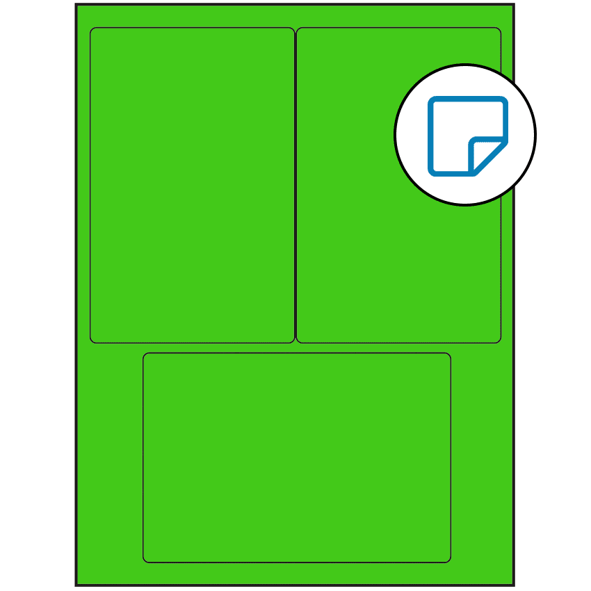 4" x 6" Fluorescent Green Rectangular Sheet Labels - Removable Adhesive