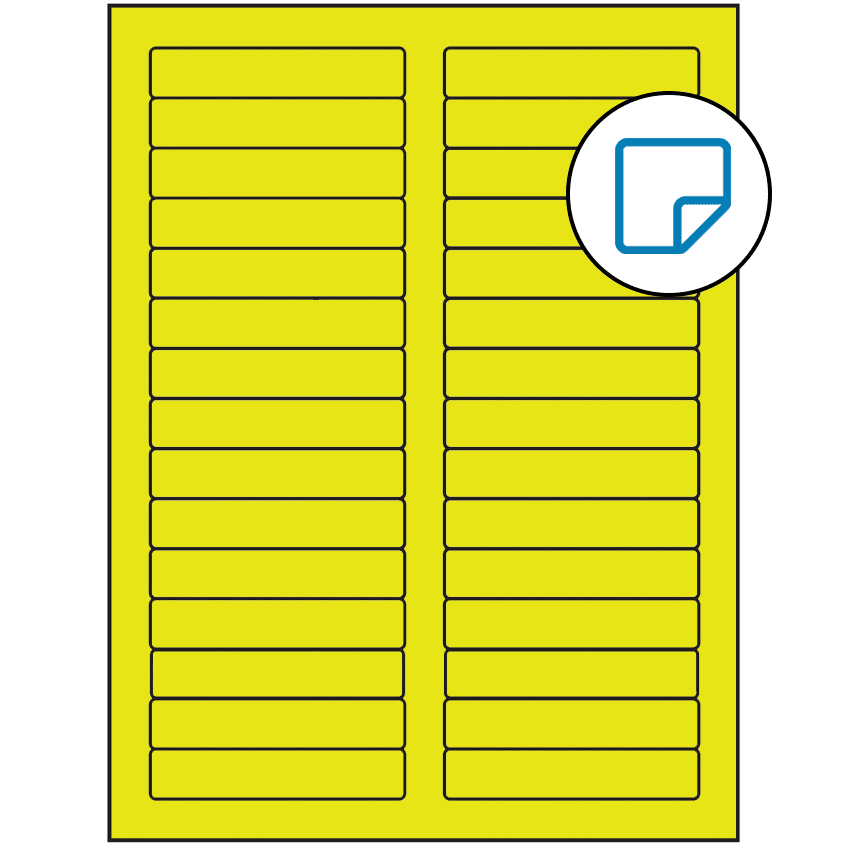 3.4375" x 0.667" Fluorescent Yellow Rectangular Sheet Labels - Removable Adhesive