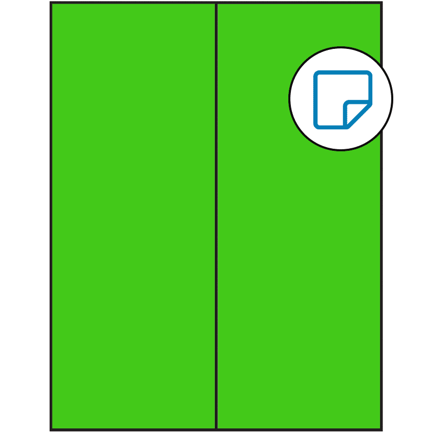 4.25" x 11" Fluorescent Green Rectangular Sheet Labels - Removable Adhesive