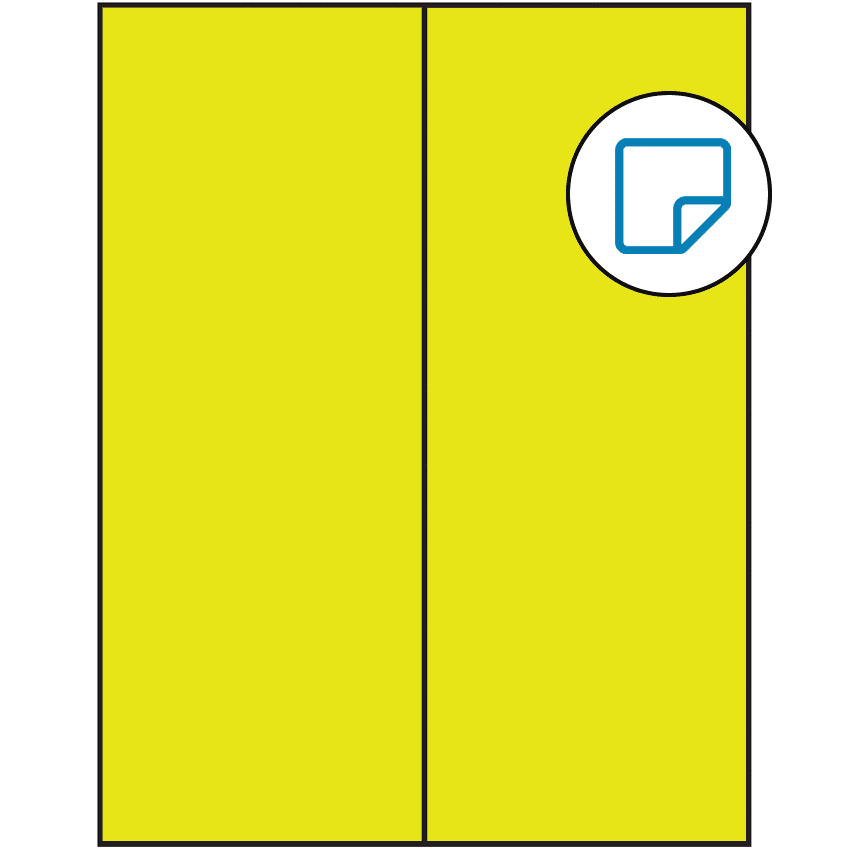 4.25" x 11" Fluorescent Yellow Rectangular Sheet Labels - Removable Adhesive