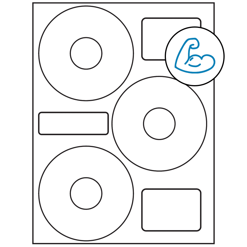 4.52" x 4.52" White Sheet Labels - Ultra Aggressive Adhesive