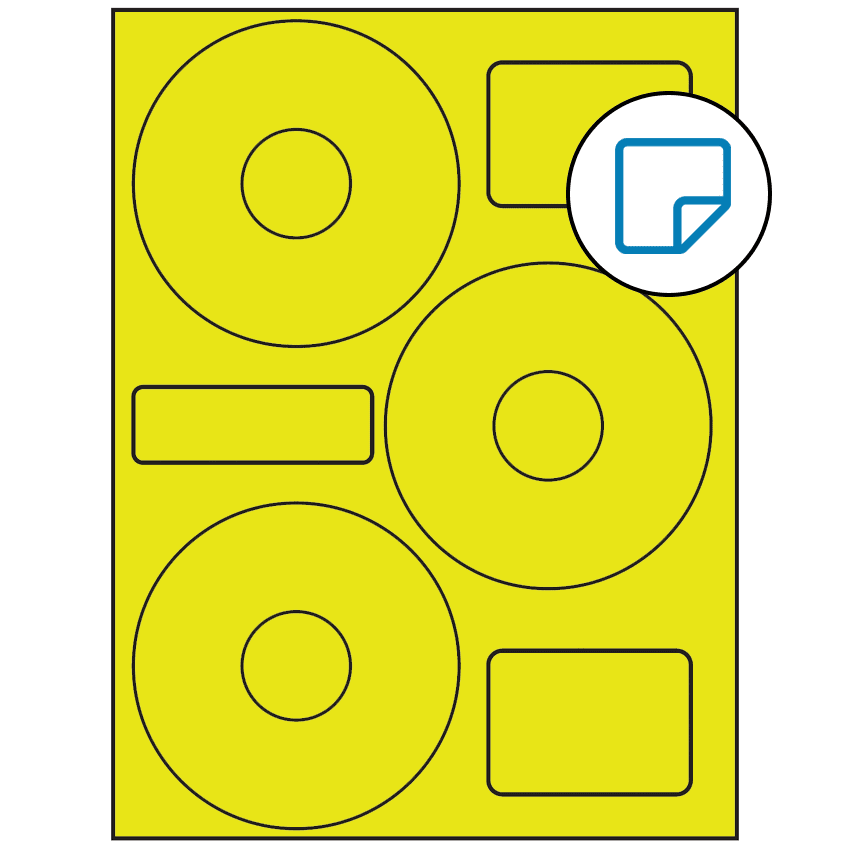 4.52" x 4.52" Fluorescent Yellow Sheet Labels - Removable Adhesive