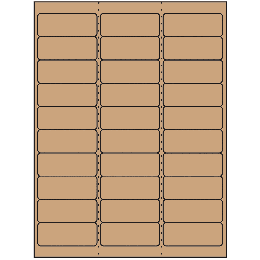 2.625" x 1" Brown Kraft Rectangular Sheet Labels