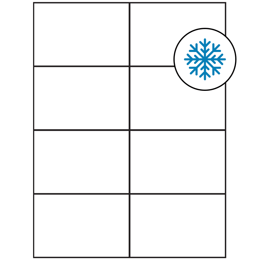 4.25" x 2.75" White Rectangular Sheet Labels - Freezer Grade Adhesive