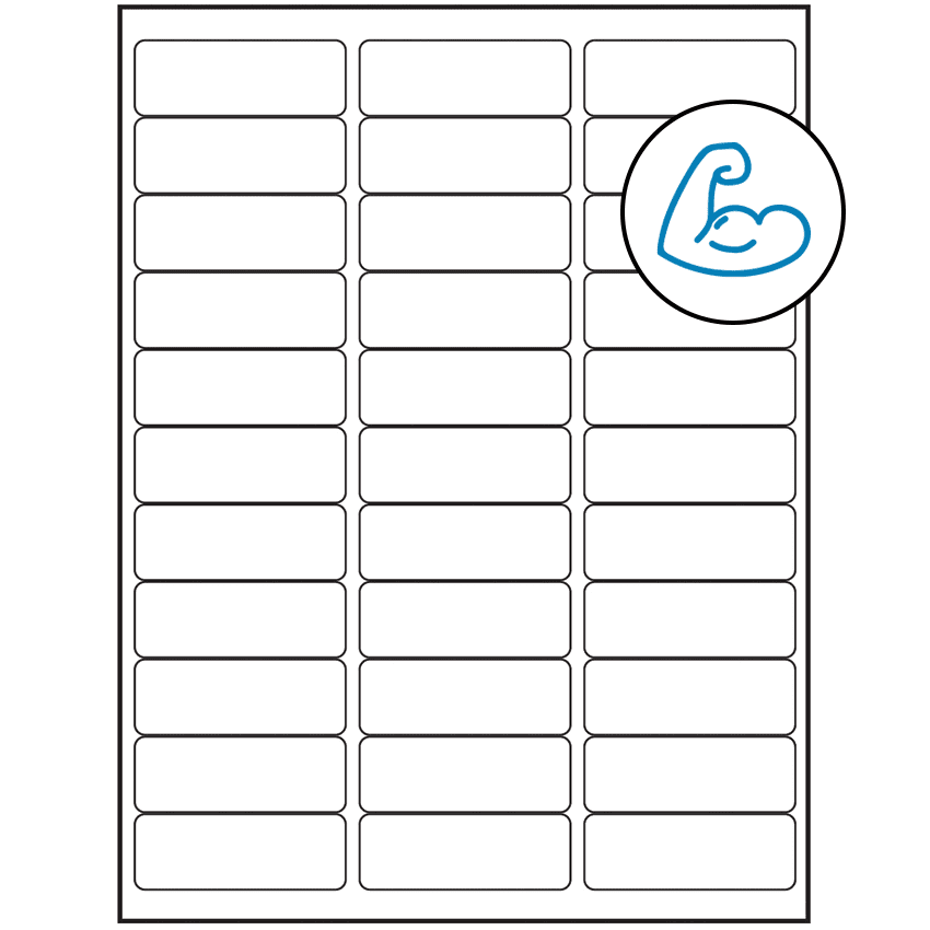 2.625" x 0.875" White Rectangular Sheet Labels - Ultra Aggressive Adhesive