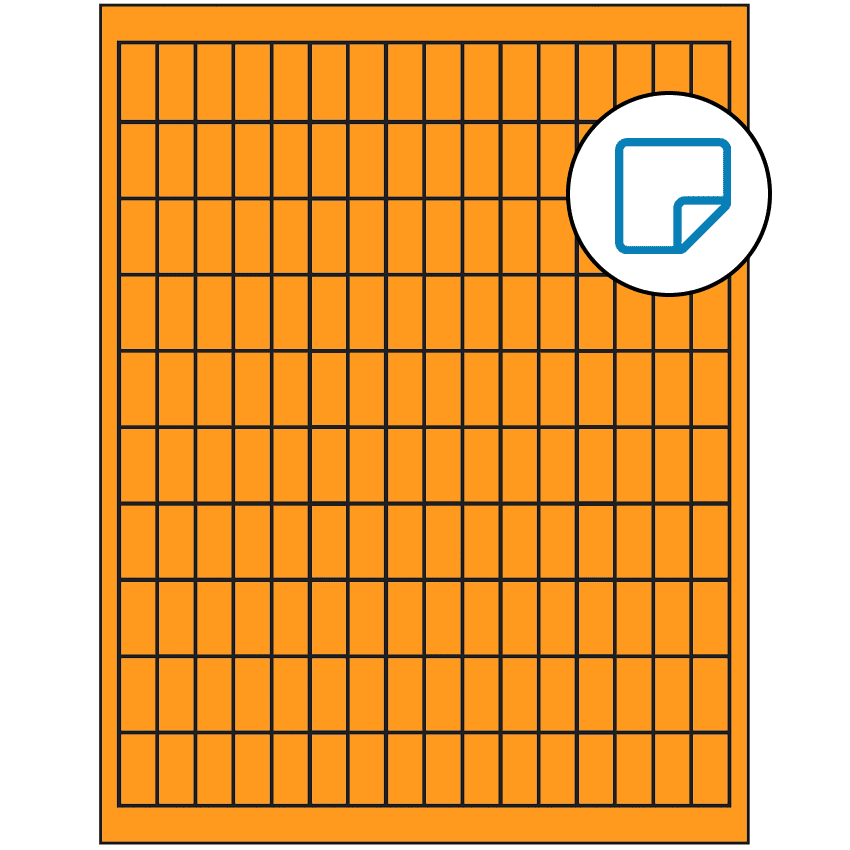 0.5" x 1" Fluorescent Orange Rectangular Sheet Labels - Removable Adhesive
